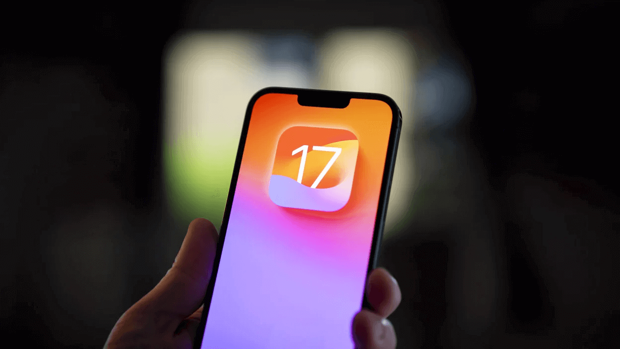 iPhone with iOS17 logo