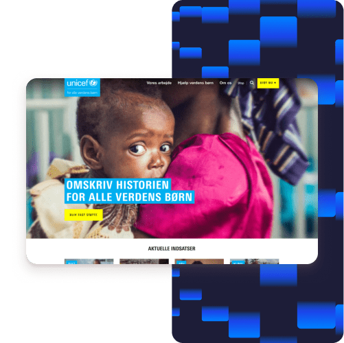 Skærmbillede: Unicef Danmarks hjemmeside ved hjælp af Kinsta WordPress Hosting til nonprofitorganisationer
